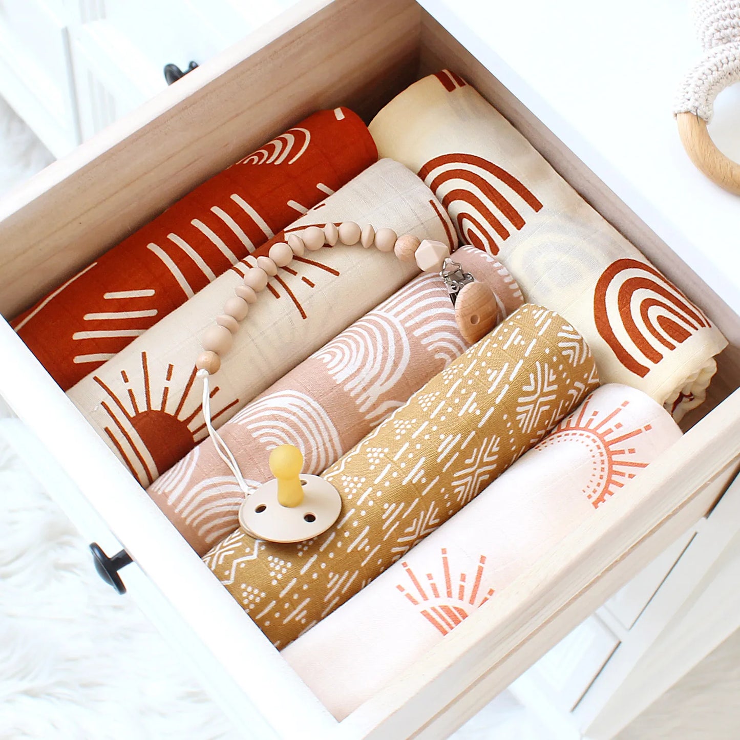 Neutral Pattern & Colour Muslin Blanket