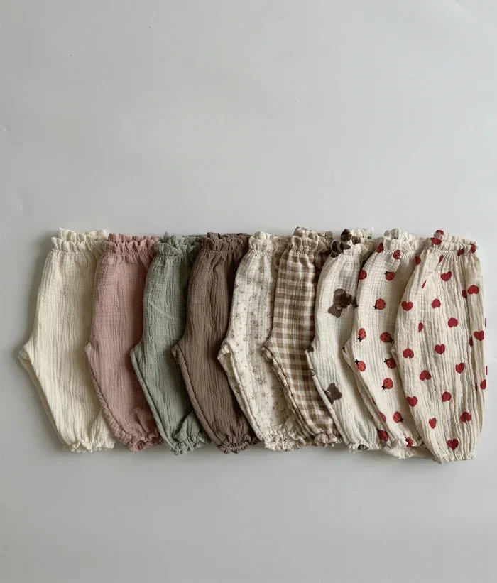 Neutral Print Organic Cotton Linen Baby & Toddler Pants