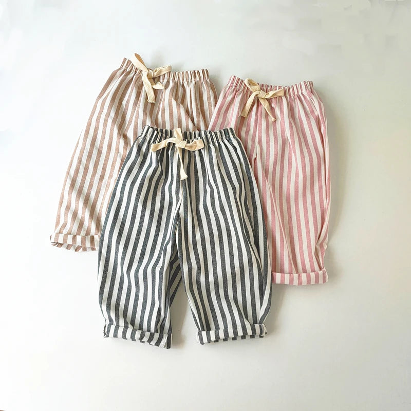 Vintage Linen Cotton Stripe Pants