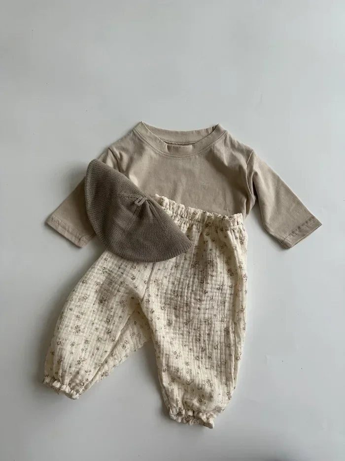 Neutral Print Organic Cotton Linen Baby & Toddler Pants