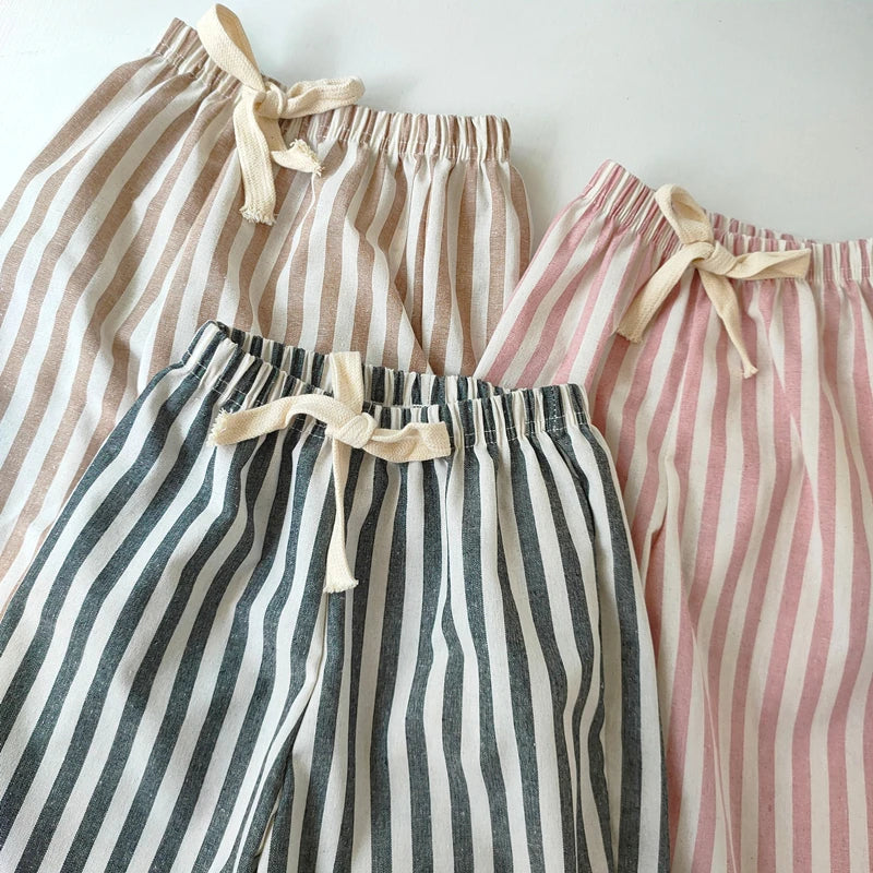 Vintage Linen Cotton Stripe Pants