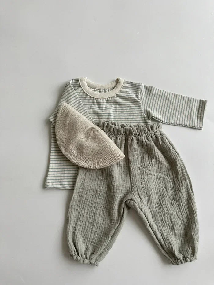 Neutral Print Organic Cotton Linen Baby & Toddler Pants