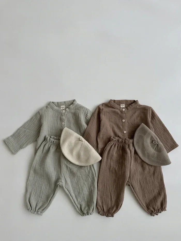 Neutral Print Organic Cotton Linen Baby & Toddler Pants