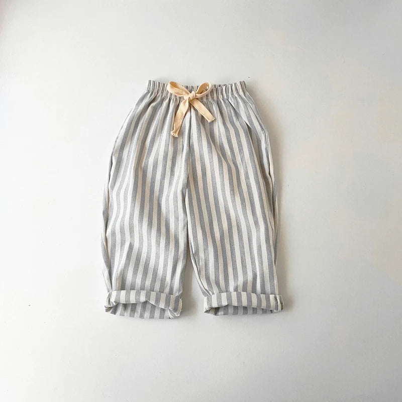 Vintage Linen Cotton Stripe Pants