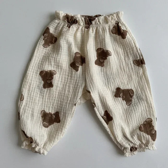 Neutral Print Organic Cotton Linen Baby & Toddler Pants