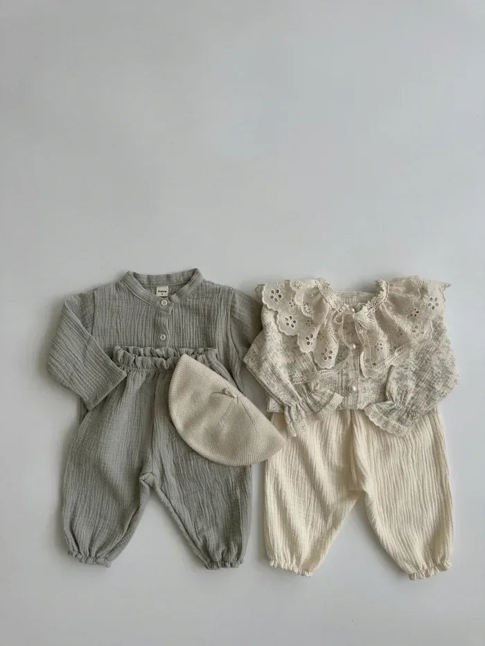 Neutral Print Organic Cotton Linen Baby & Toddler Pants