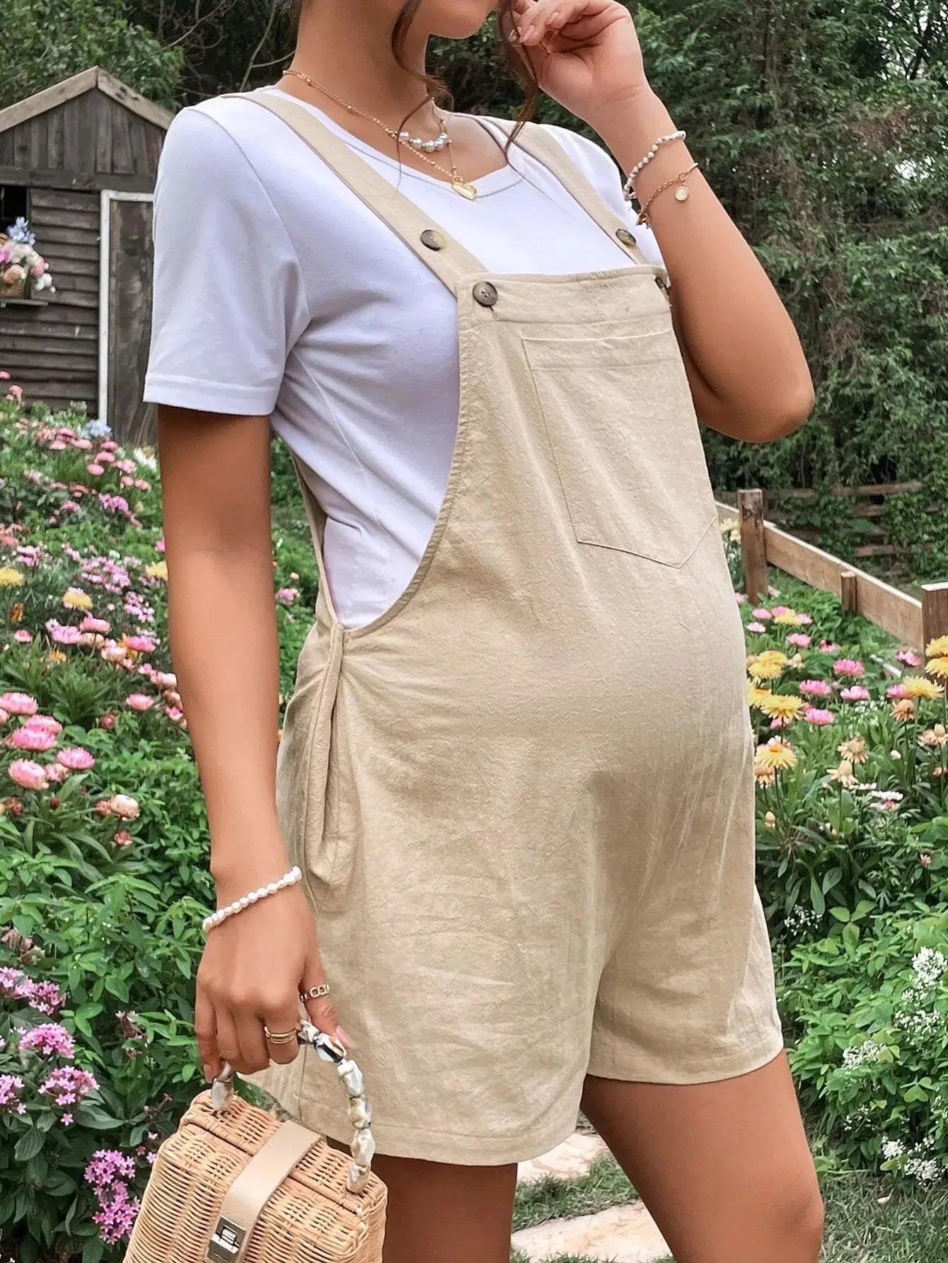 Linen Maternity Jumpsuit