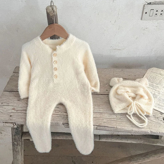 Velvet Spring & Autumn Onesie With Hat