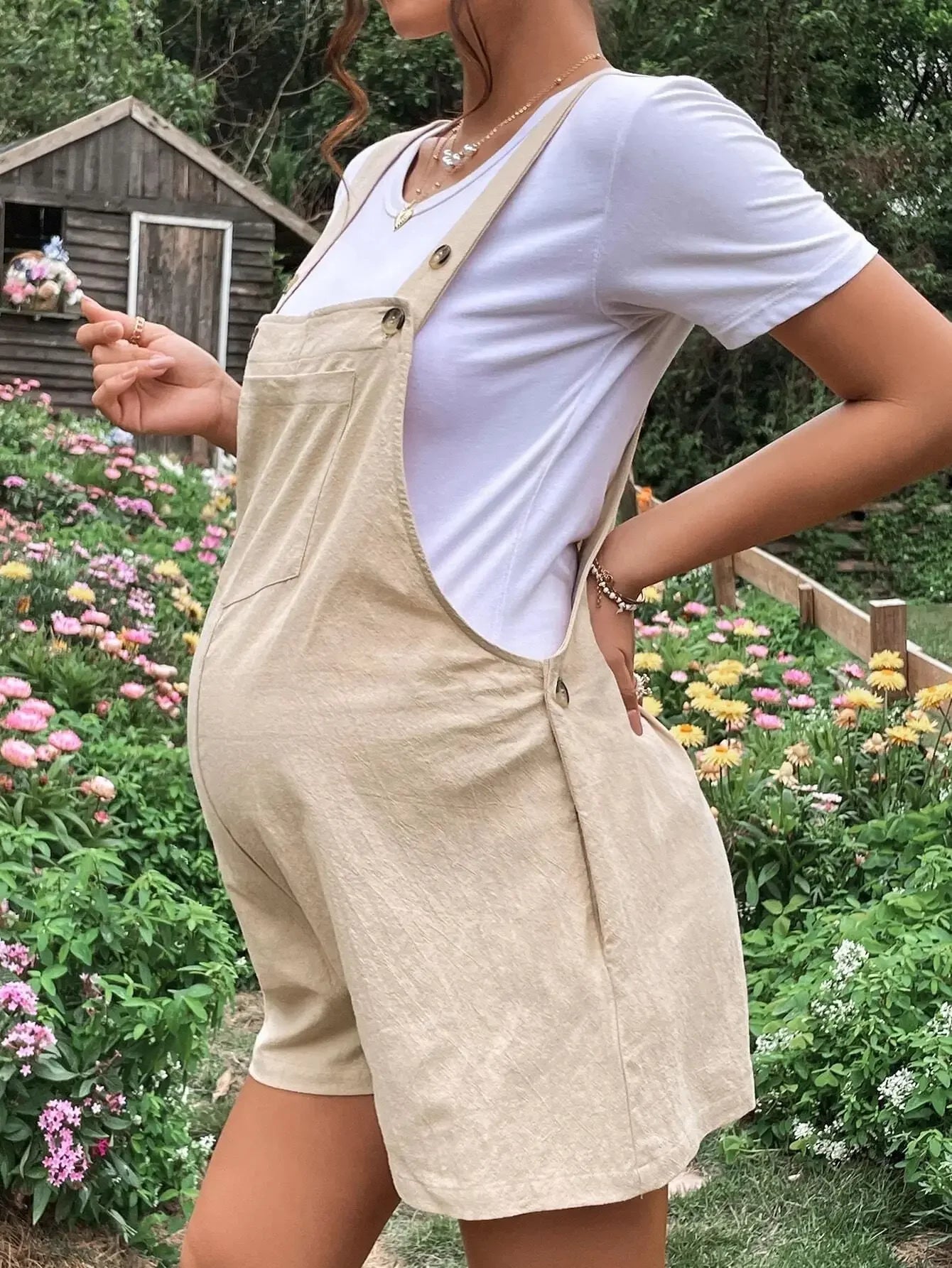 Linen Maternity Jumpsuit