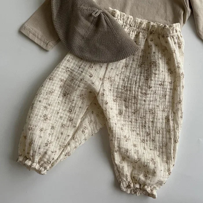 Neutral Print Organic Cotton Linen Baby & Toddler Pants