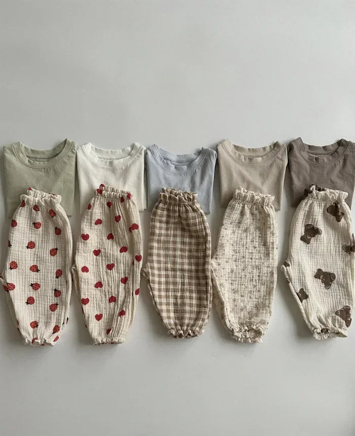 Neutral Print Organic Cotton Linen Baby & Toddler Pants