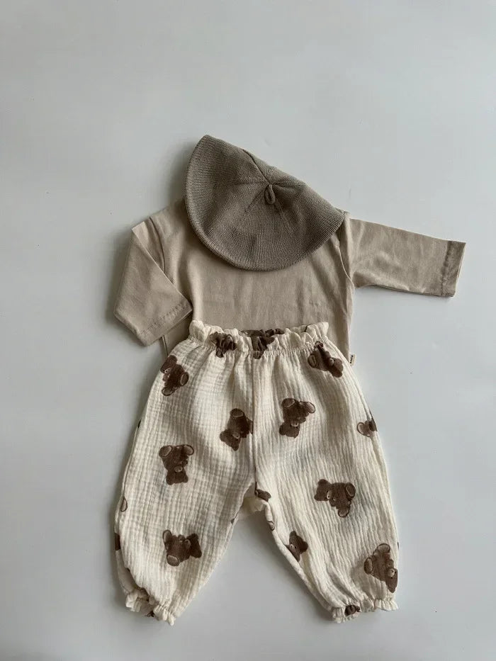 Neutral Print Organic Cotton Linen Baby & Toddler Pants