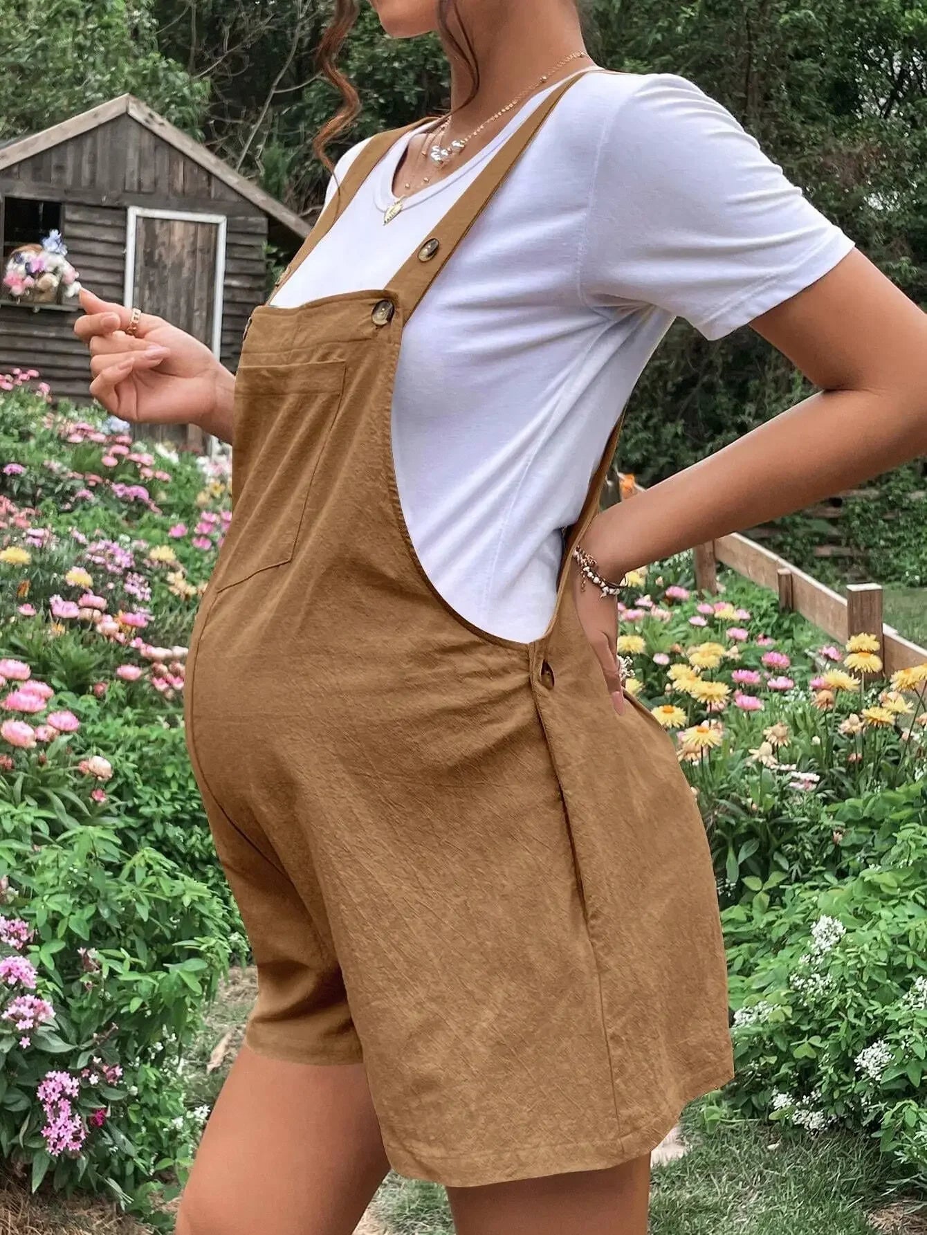 Linen Maternity Jumpsuit