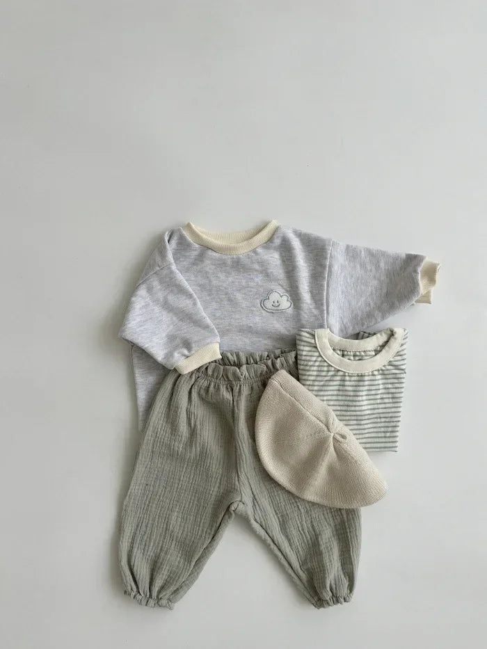 Neutral Print Organic Cotton Linen Baby & Toddler Pants